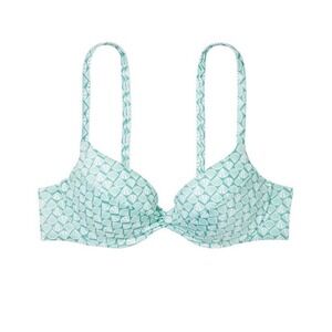 Victorias Secret Light Blue Shell Print Twist Front PushUp Bikini Top 32DD